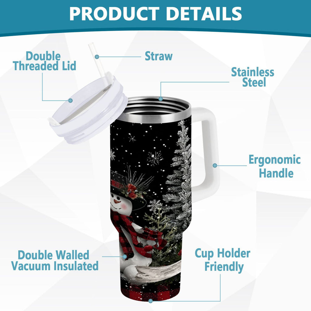 30 oz Insulated Stainless Steel Tumbler Double Wall Stainless Steel Tumbler with 2-Way Drinking Christmas Snowman - CNGJ