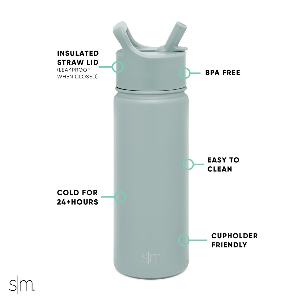 Simple Modern Summit Water Bottle Straw Lid Vacuum Insulated Stainless Steel Bottle | 18 fl oz - GOF0