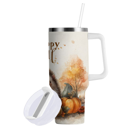 30 oz Insulated Stainless Steel Tumbler Double Wall Stainless Steel Tumbler with 2-Way Drinking Cute Little Hedgehog - U21A