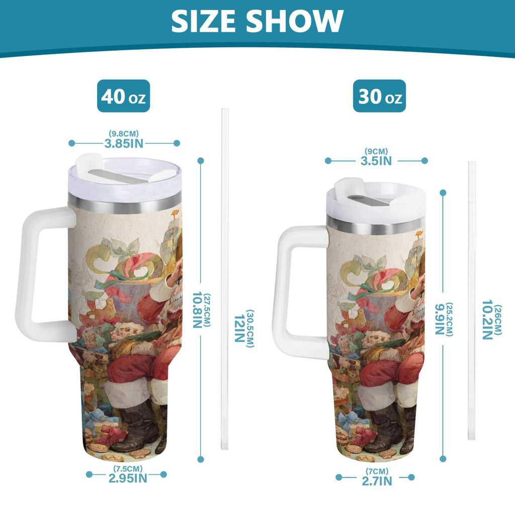 30 oz Insulated Stainless Steel Tumbler Double Wall Stainless Steel Tumbler with 2-Way Drinking Santa Claus Sitting in Chair - T8UR
