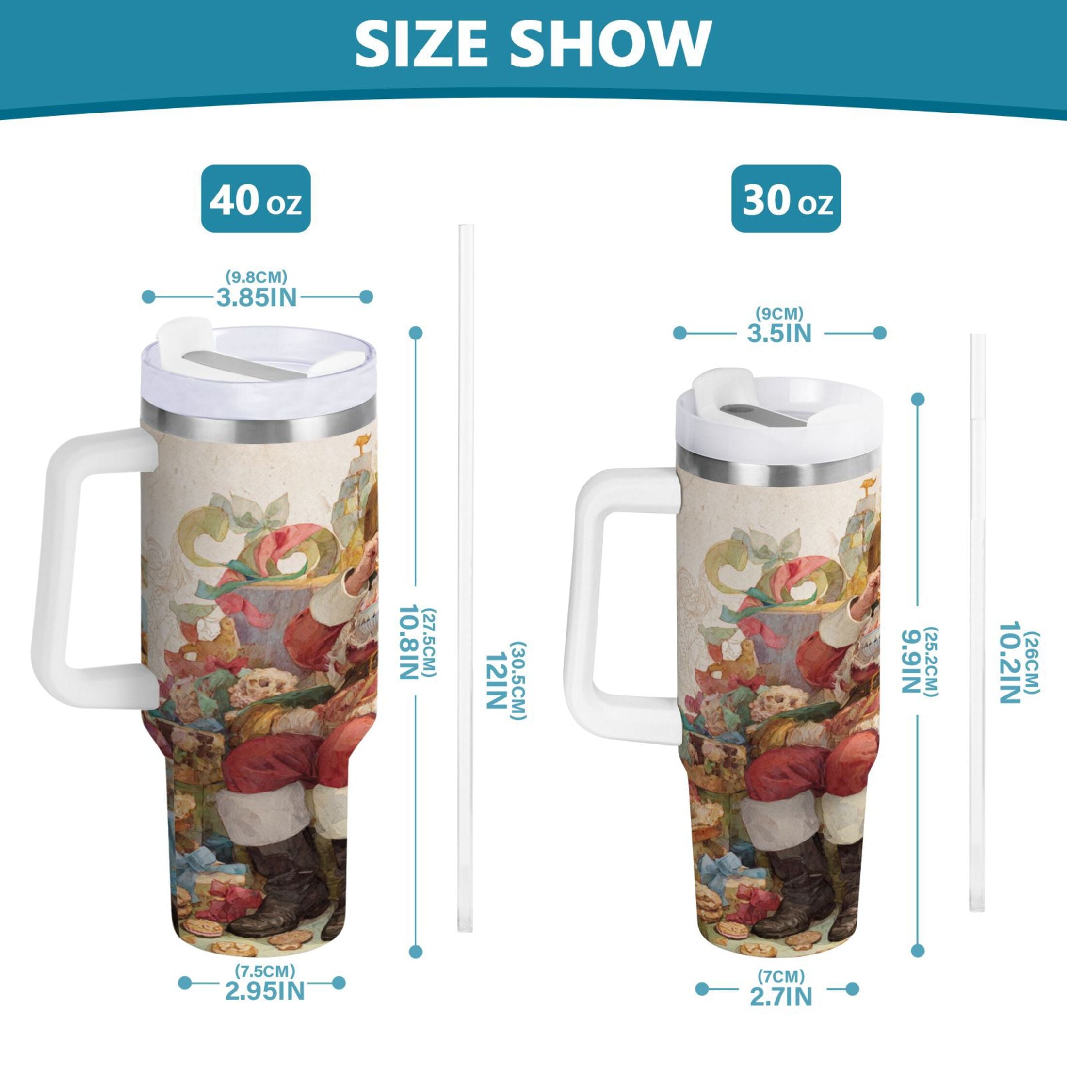 30 oz Insulated Stainless Steel Tumbler Double Wall Stainless Steel Tumbler with 2-Way Drinking Santa Claus Sitting in Chair - T8UR