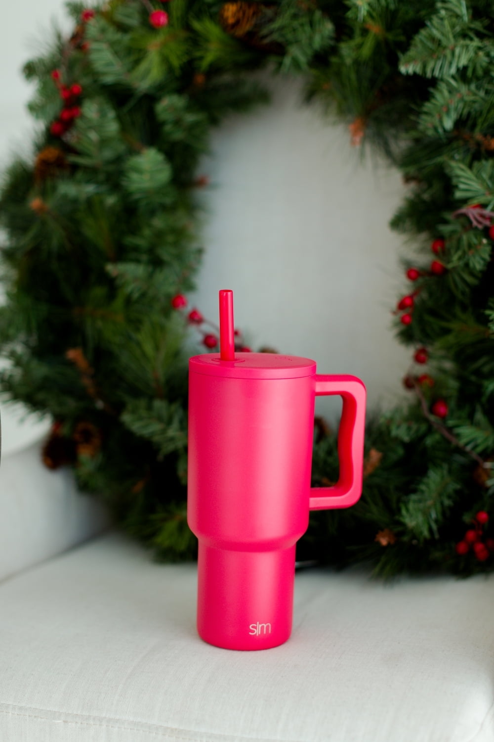 Simple Modern 30 fl oz Insulated Stainless Steel Trek Tumbler with Straw Lid | Seaglass Sage and Cream Checkmate - B21Q