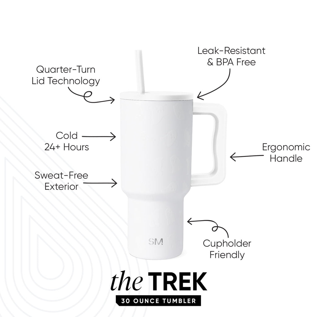 Simple Modern 30 fl oz Insulated Stainless Steel Trek Tumbler with Straw Lid | Seaglass Sage and Cream Checkmate - B21Q