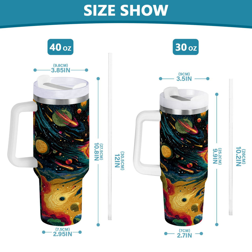 40 oz Insulated Stainless Steel Tumbler Double Wall Stainless Steel Tumbler with 2-Way Drinking Swirling Galaxy - YG8F