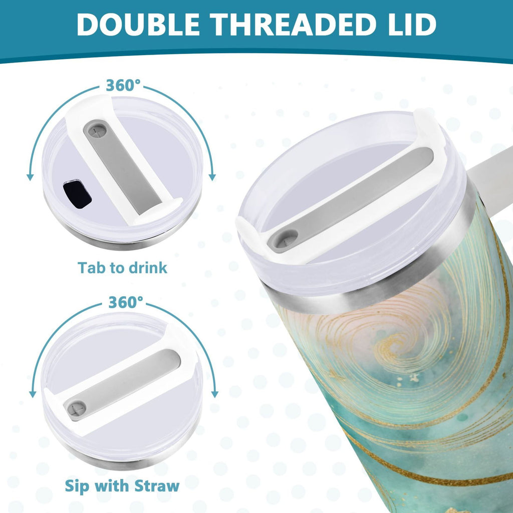 30 oz Insulated Stainless Steel Tumbler Double Wall Stainless Steel Tumbler with 2-Way Drinking Beautiful Swirling Lines - H3C1