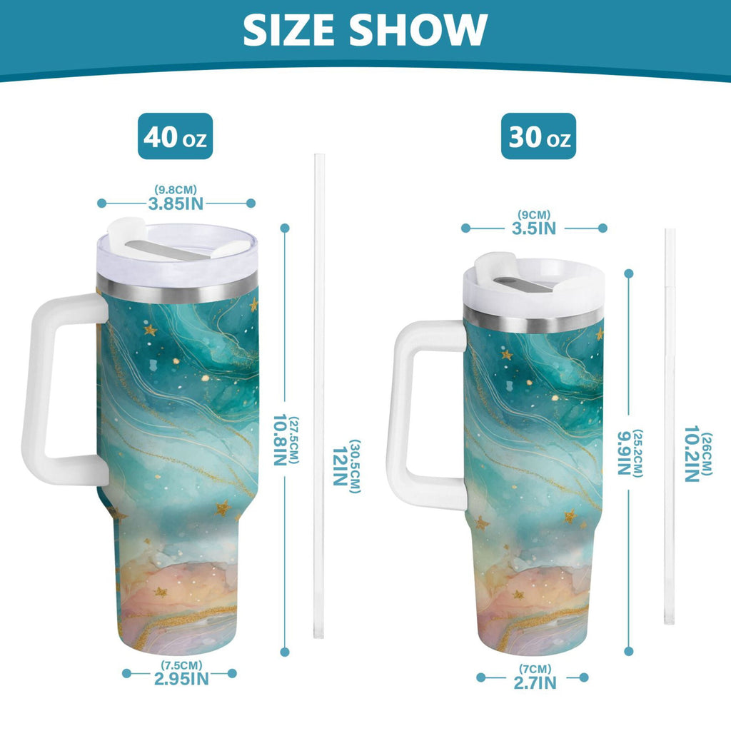 40 oz Insulated Stainless Steel Tumbler Double Wall Stainless Steel Tumbler with 2-Way Drinking Beautiful Watercolor Stars - OWJR